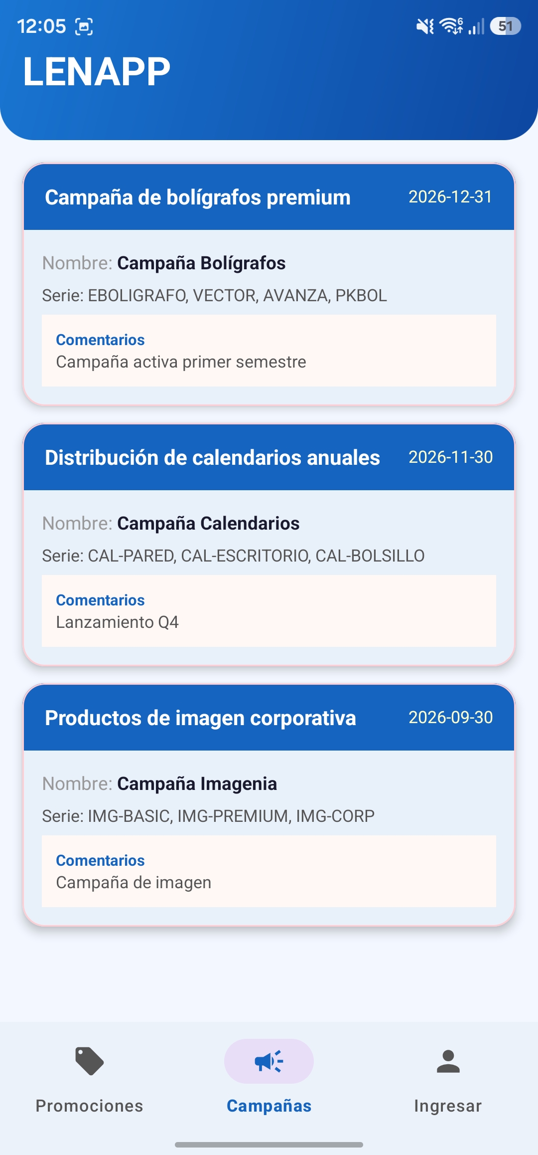 Campañas activas de LEN