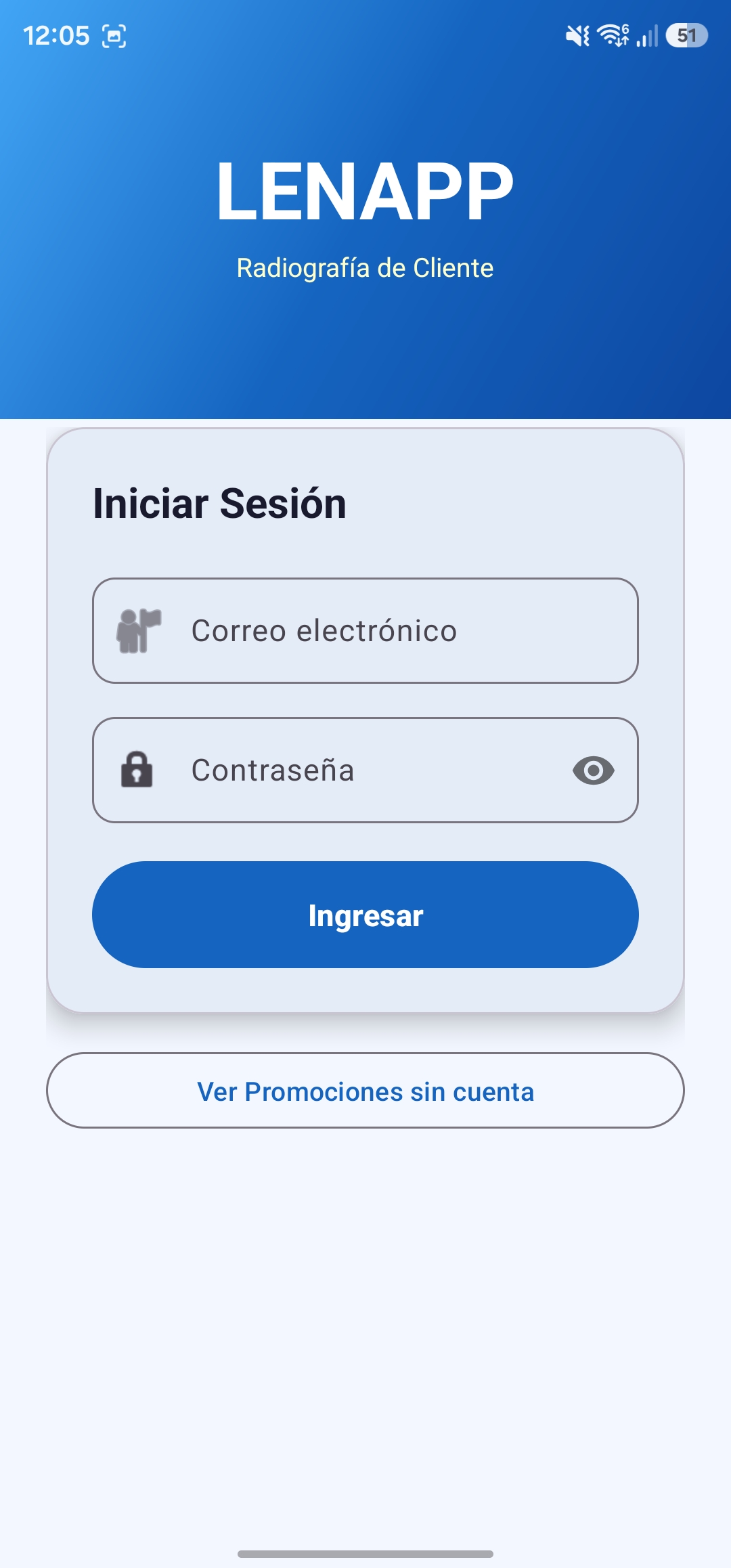 Pantalla de inicio de sesión